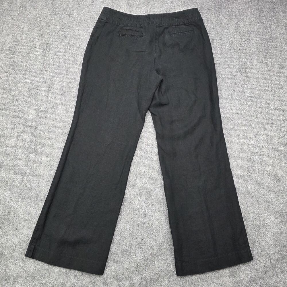 J Jill Pants Womens Petite 10 Black Linen Wide Leg Dress Trousers Casual Summer - Picture 3 of 16